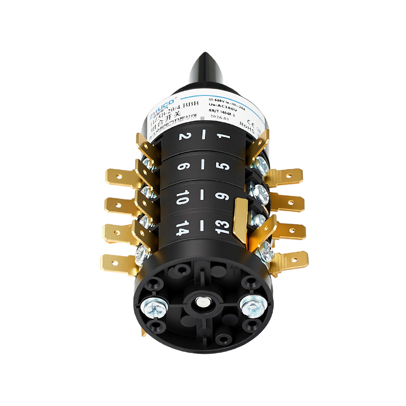 ZHUCO HZ5B-204.Interruptor combinado BBB 0-1-2-3-4-5-6 de 7 posiciones y 4 secciones