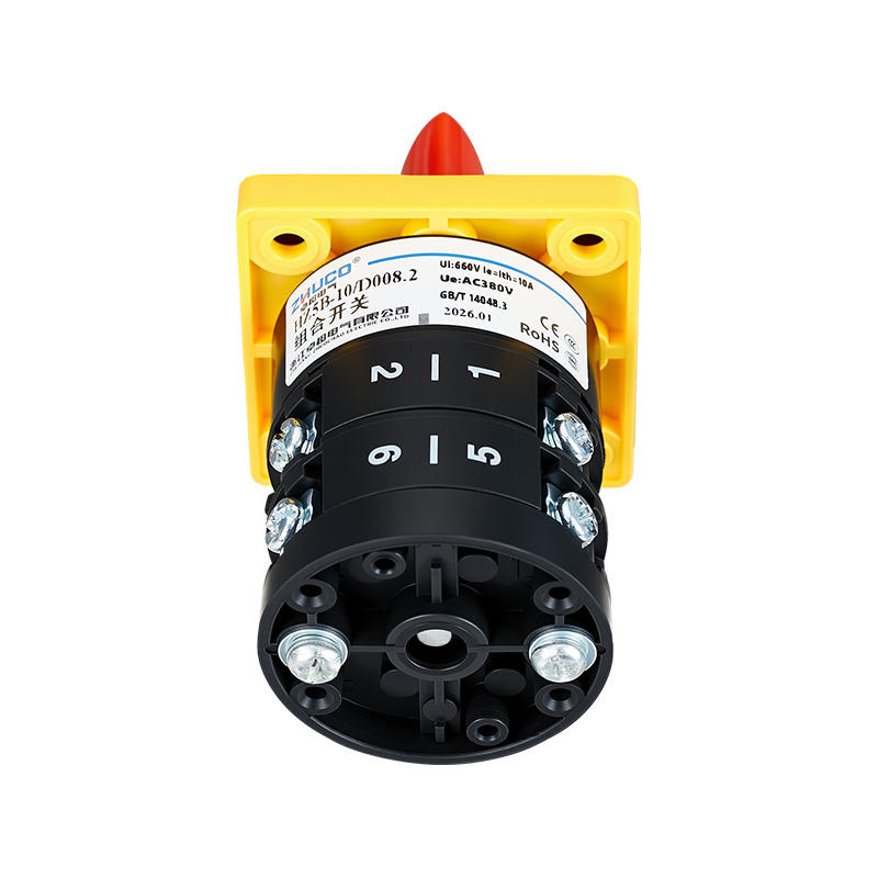ZHUCO HZ5B-10/D008.2 1-0-2 Interruptor combinado de tres posiciones y dos secciones