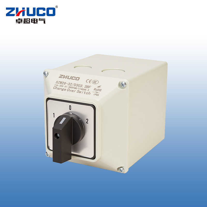 ZHUCO SZW26-32/D303.BF 1-0-2 Interruptor de cambio de tres secciones y 3 posiciones con caja protectora