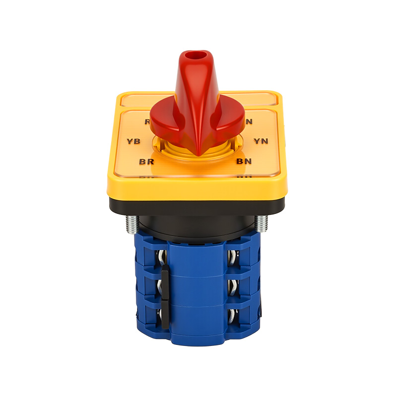 ZHUCO SZW26-20/YH5.3 Interruptor de cambio de voltaje de tres canales, siete posiciones y panel largo amarillo con manija roja