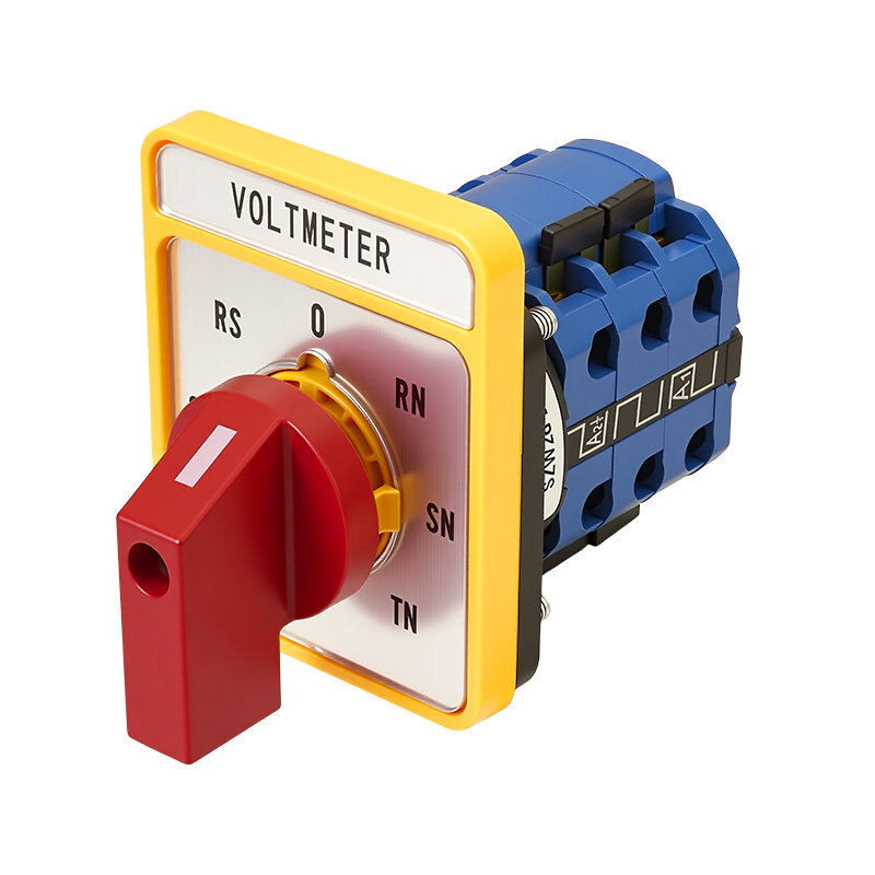 Interruptor de cambio de voltaje de tres canales y siete posiciones con mango rojo y panel plateado largo ZHUCO SZW26-20/YH5.3HH