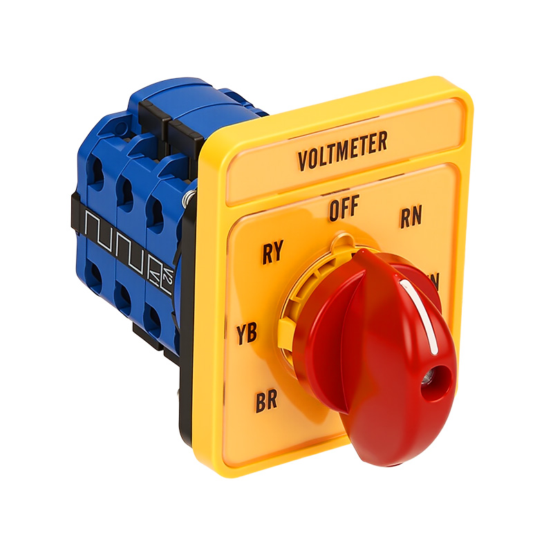 ZHUCO SZW26-20/YH5.3 Interruptor de cambio de voltaje de tres canales, siete posiciones y panel largo amarillo con manija roja