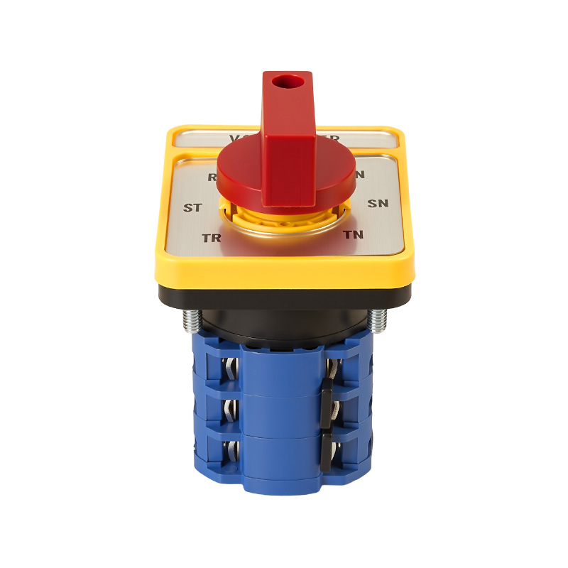 Interruptor de cambio de voltaje de tres canales y siete posiciones con mango rojo y panel plateado largo ZHUCO SZW26-20/YH5.3HH