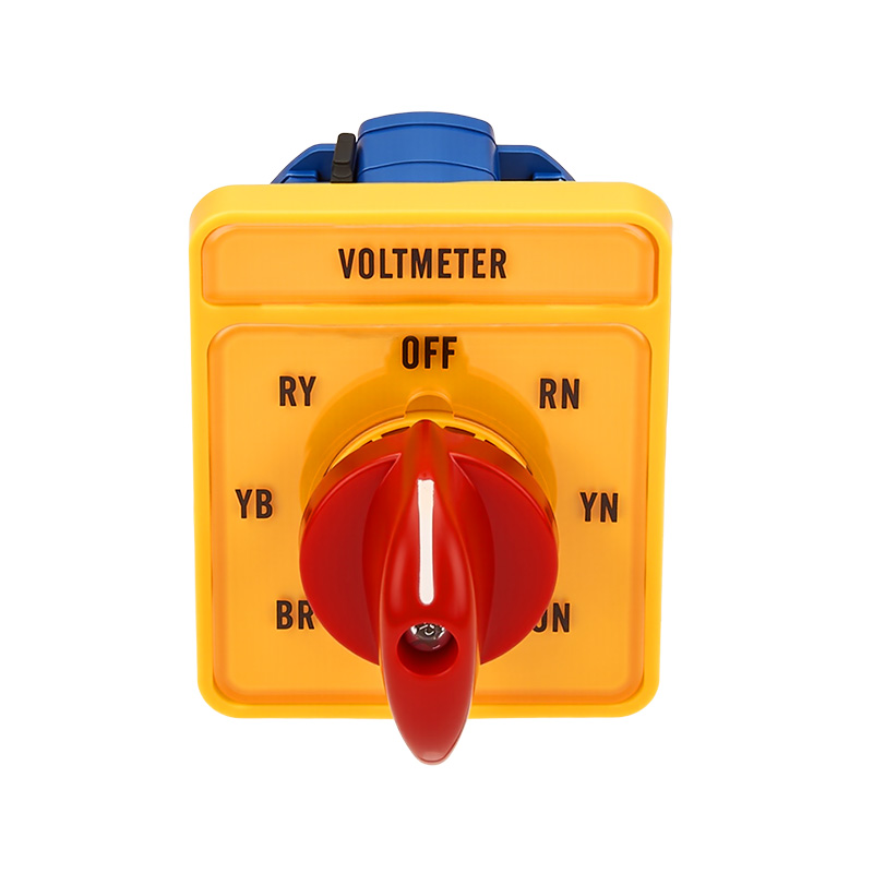 ZHUCO SZW26-20/YH5.3 Interruptor de cambio de voltaje de tres canales, siete posiciones y panel largo amarillo con manija roja