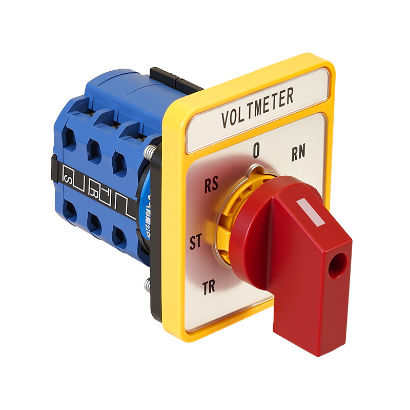 Interruptor de cambio de voltaje de tres canales y siete posiciones con mango rojo y panel plateado largo ZHUCO SZW26-20/YH5.3HH