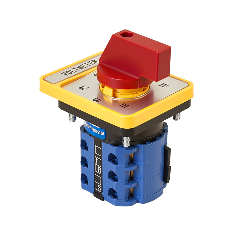 Interruptor de cambio de voltaje de tres canales y siete posiciones con mango rojo y panel plateado largo ZHUCO SZW26-20/YH5.3HH