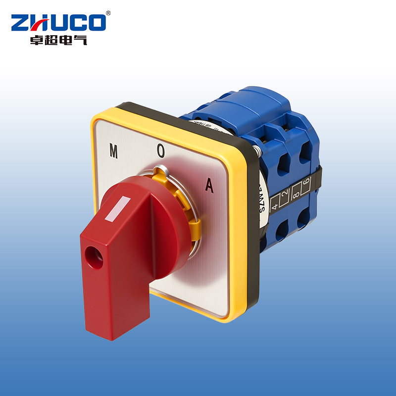ZHUCO SZW26-20D/202.2 Manija roja con panel plateado 1-0-2 Interruptor de cambio de dos secciones y tres posiciones