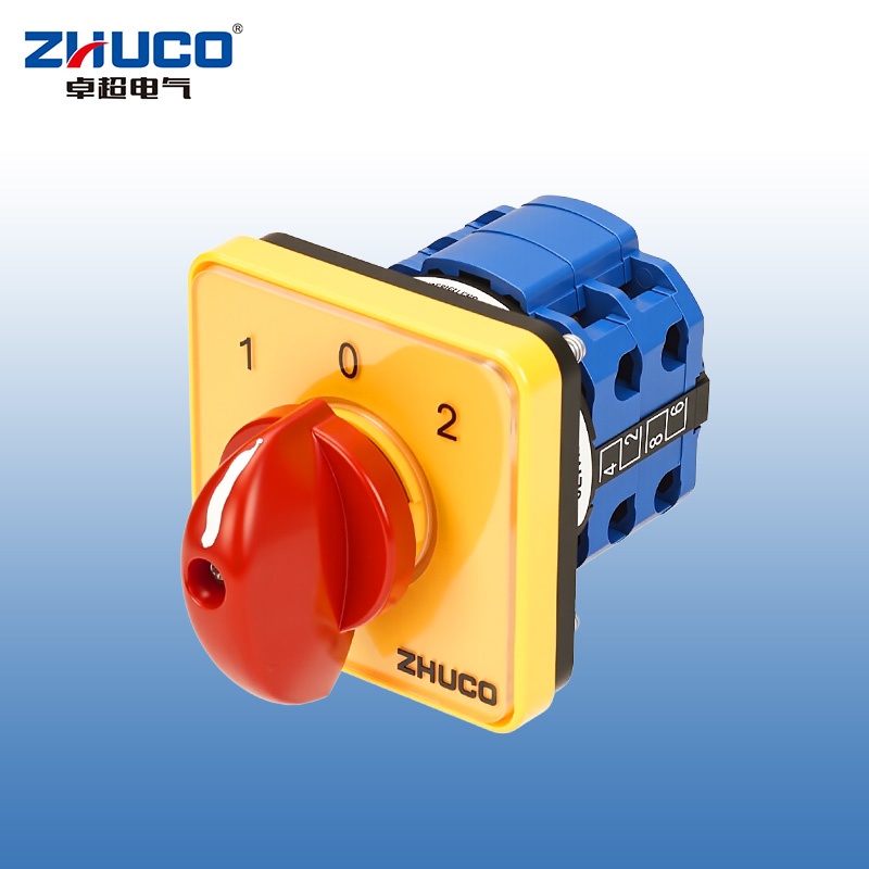 ZHUCO SZW26-20/D202.2 Panel amarillo manija roja 1-0-2 interruptor de cambio de dos secciones y tres posiciones