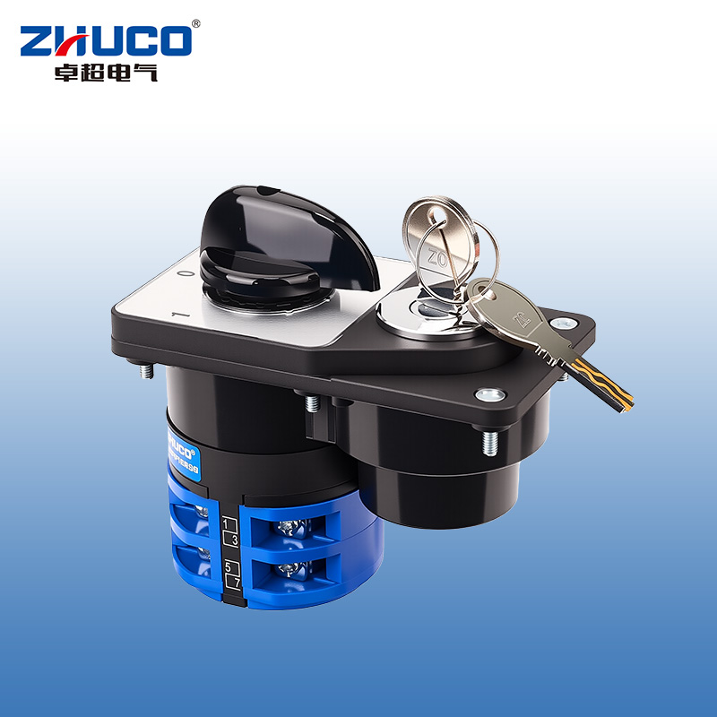 ZHUCO SZW26-32/D202.2YS 1-0-2 Interruptor de cambio de tres posiciones y dos secciones con cerradura electrónica