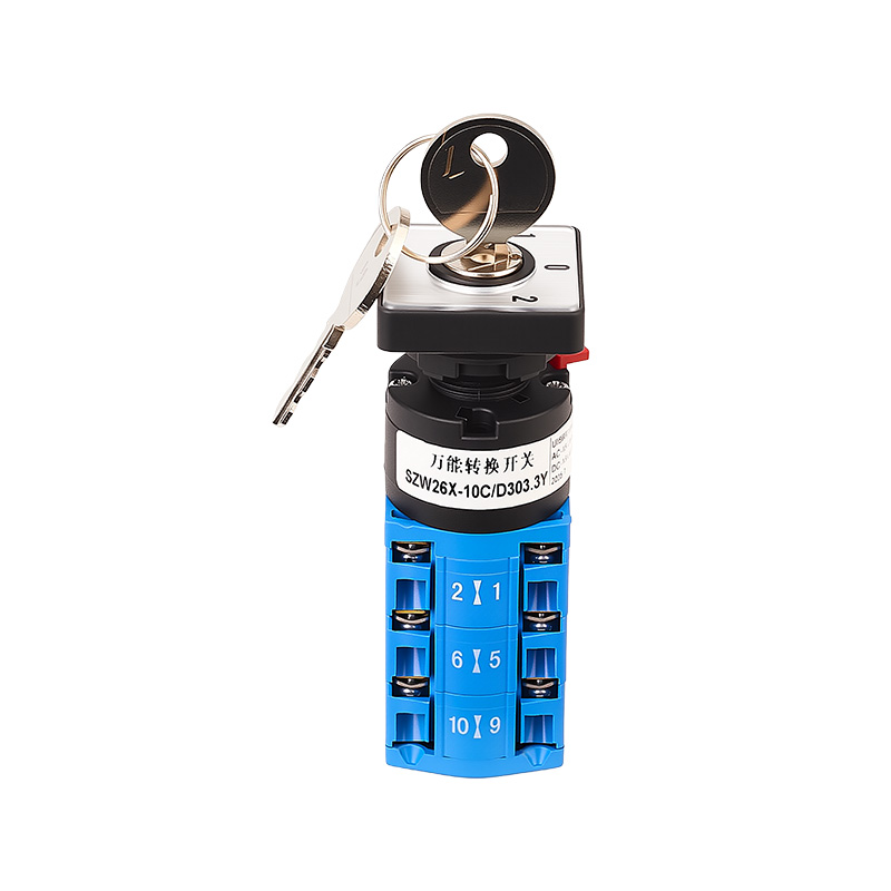 ZHUCO SZW26X-10C/D303.3Y 1-0-2 Interruptor de cambio de montaje de un solo orificio con bloqueo compacto de tres posiciones y tres secciones