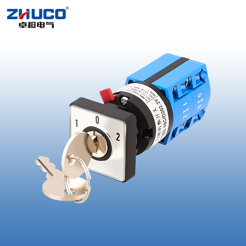 ZHUCO SZW26X-10C/D202.2Y 1-0-2 Interruptor de cambio de montaje de un solo orificio con bloqueo compacto de dos secciones y tres posiciones